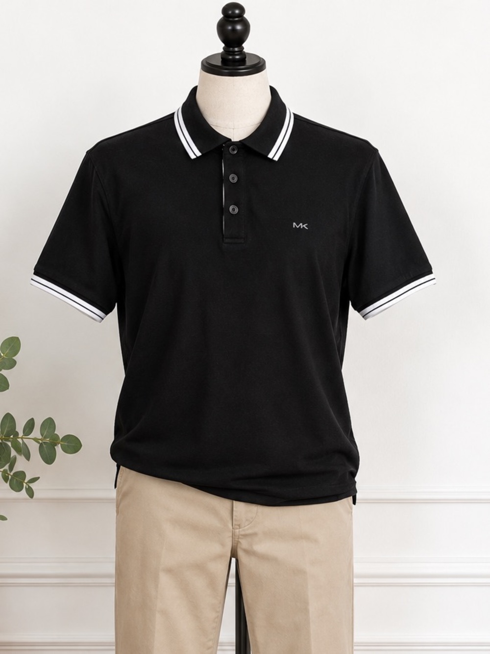 Michael Kors Black White Trim Polo Shirt Men’s Large Preppy Old Money